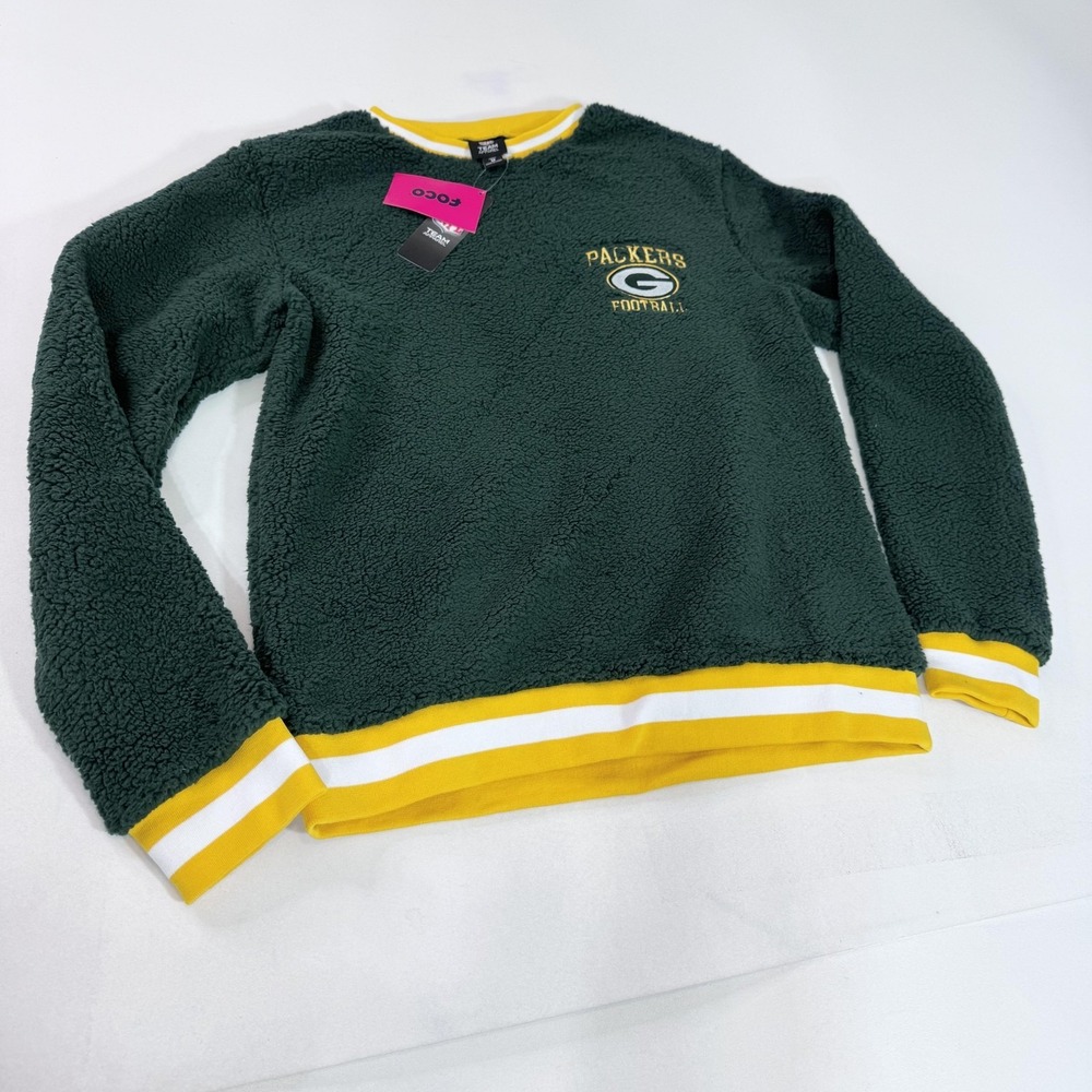 Green Bay Packers Sweatshirt Mens Medium Green Football NFL Team Apparel Sherpa